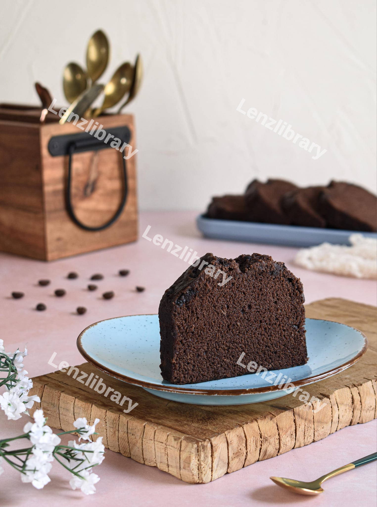 Chocolate cake slice on a plate